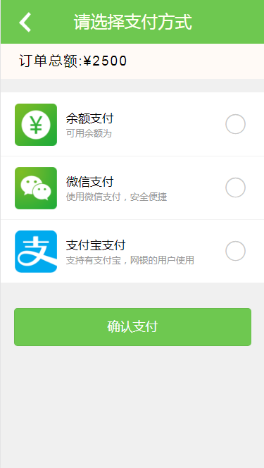 手机会员充值，微信/支付宝/余额/支付页面