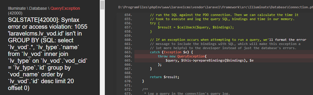 Laravel5.8 踩坑之laravel groupBy时出现的错误 isn't in Group By