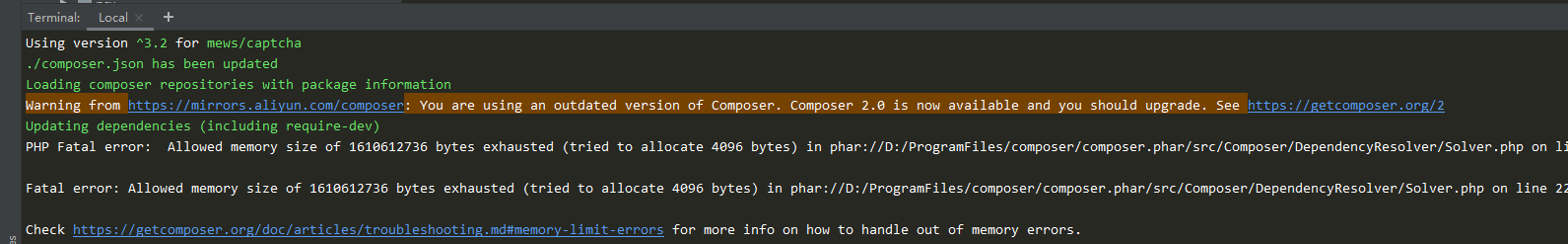 解决composer提示版本太旧You are using an outdated version of Composer. Composer 2.0 is now available and you should upgrade.